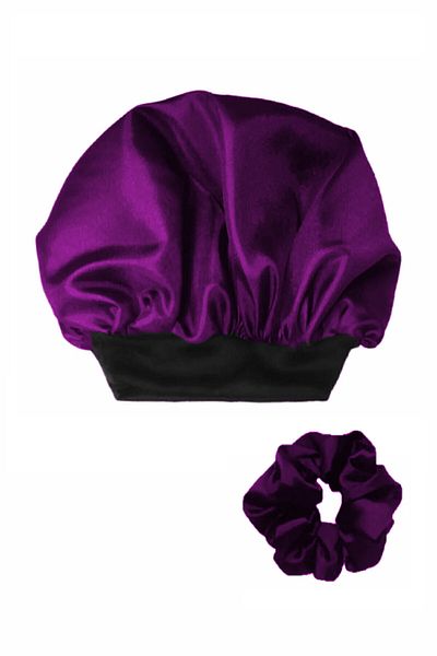 Deko Dekor Lilac Satin Curly Hair Cap and Hairpin Set