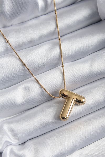 Skygo 316L Steel Gold Color Bubble "T" Letter Model Women's Necklace - TJ-BKO7955