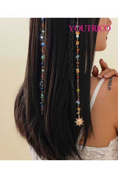 Youtrico 2pcs hair braid headband DIY，Moon Eight-pointed Star,Hair accessories