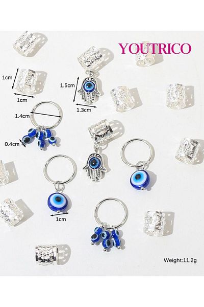 Youtrico 16pcs hair braid headband DIY，Demon eye,sliver,Hair accessories