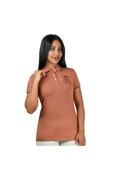 Giordano Women's Cotton Lycra 3D Lion Embroidery Polo