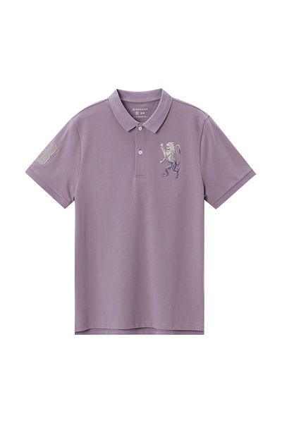 Giordano Men's 3D Lion Polo: Slim Fit, Bold Embroidery, Premium Pique