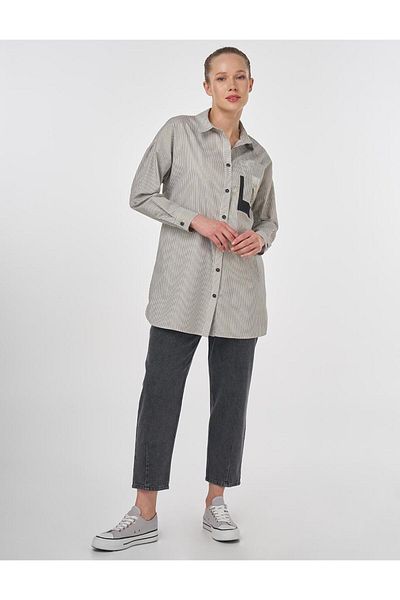 KYR Print Detailed Cotton Tunic Khaki
