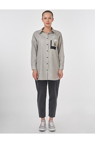 KYR Print Detailed Cotton Tunic Khaki