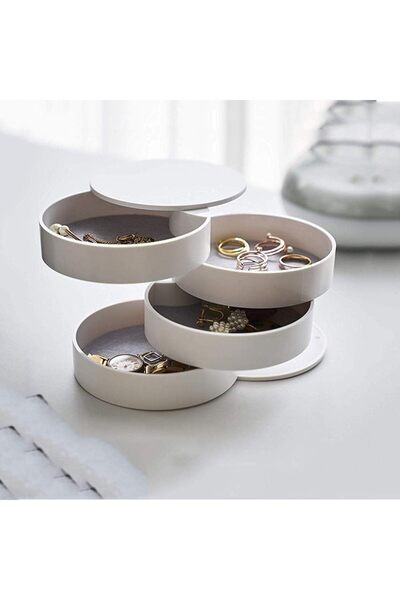 COOYA 4-Tier Jewelry Organizer,360 ° Rotating,Cylinder When Closed,Fashion & Elegance,Gift for Women