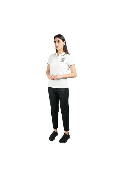 Giordano Women's Cotton Lycra 3D Lion Embroidery Polo