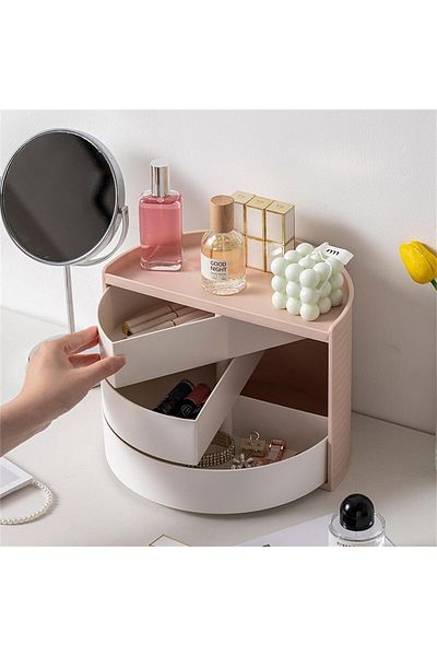 COOYA 3 Layers Jewelry Case Half Circle Rotating Organizer,360°Rotating,Fashion & Elegance,Gift for Women