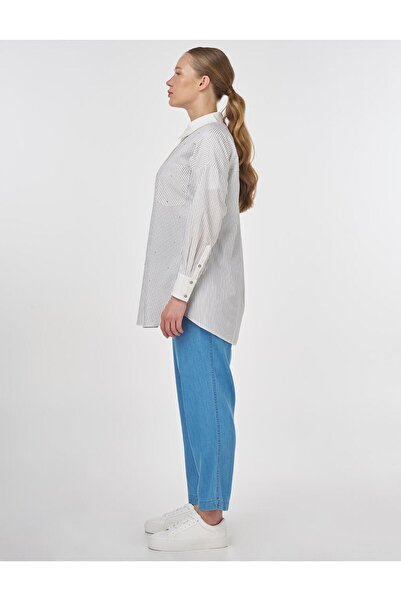 Kayra Line Pattern Cotton Tunic Khaki