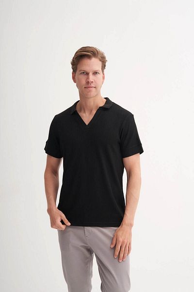 Cazador Ανδρικό μπλουζάκι Polo Neck Black 4079