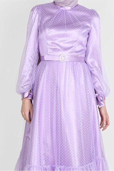 Alvina Puantiyeli Pullu Abiye Elbise 50246