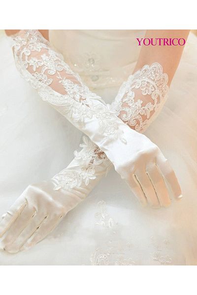 Youtrico Wedding Gloves - Vintage Ivory Lace Bridal Accessories for Classic Romance