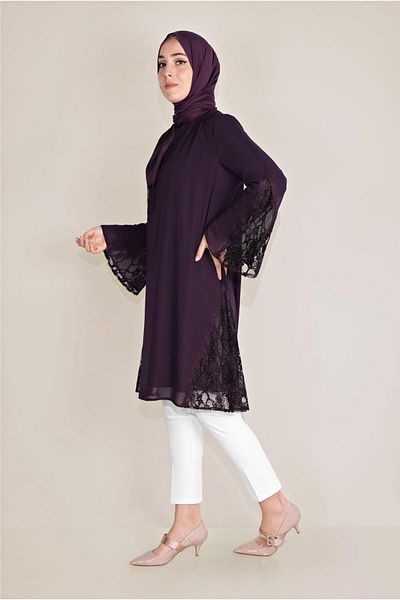 Alvina Tuly Trumpet Sleeve Chiffon Tunic 40537