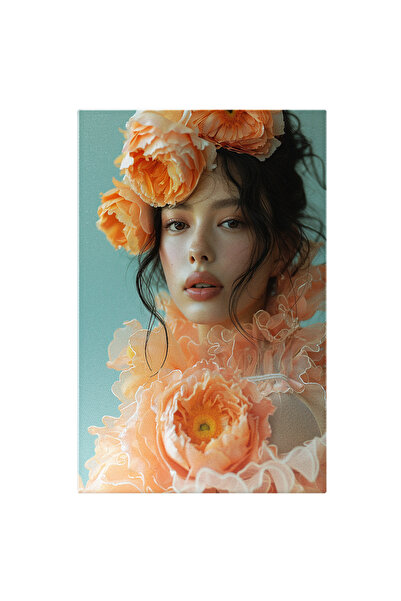 StoryGift Romania Tablou Canvas Fata Alba Cu Parul Brunet In Flori In Par Imb...