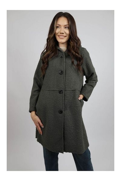 FASHIONLAND JIANNA HOODED MIDI COAT WITH POCKET UNLINED BUTTON CLOSURE UNIQUE WAIST Dark Grey