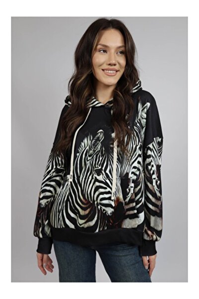 FASHIONLAND HANORAC CU GLUGA SI BUZUNAR FRONTAL JUNGLE ZEBRA TALIE UNICA Multicolora