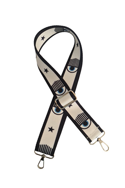 DAPHNE HOME DESİGN Polyester Kolon Ayarlanabilir Çanta Sapı - Telefon Askısı (120 CM) /BEYAZ GÖZ DESEN