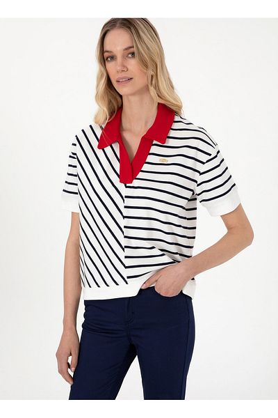 U.S. Polo Assn. Πόλο Ασν. Γυναικείο T-Shirt Polo Neck Navy Blue SAREKS