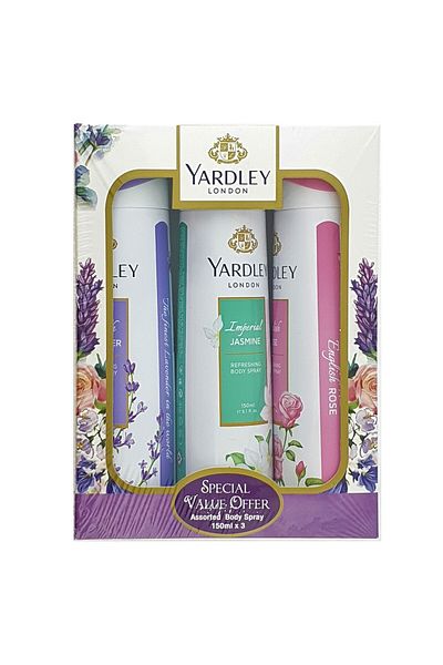 YARDLEY Body Spray Assorted For Women Value Pack 3 x 150 ml