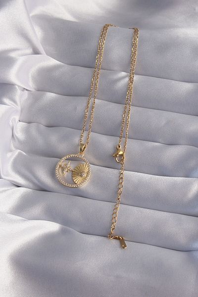 Skygo 316L Steel Chain Gold Color Zircon Stone Star Figure Oval Necklace - Tj-Bko9023