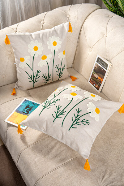 Bade Design Punç Kırlent ,Dekoratif, Yastık Kılıfı Çok Tercih Edilen (KETEN KUMAŞ) KİTAP HEDİYELİ