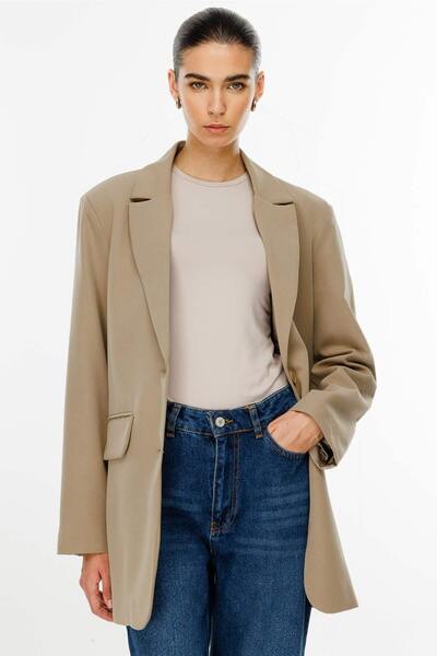 Hooopstore OVERSIZE BASIC BLAZER - MINK