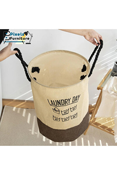 PixelsFurniture Pixel Furniture 2-Piece Multi-Purpose Foldable Fabric Laundry Basket Set, Random Color