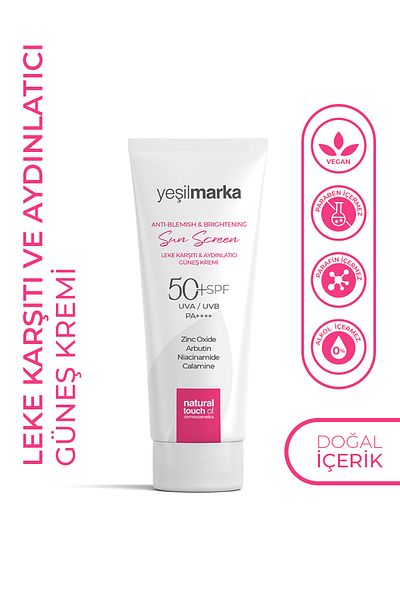 yeşilmarka Anti-Blemish & Brightening Anti-Blemish Pink Coloured Sunscreen 50 Factor (SPF) Tone Equalizer