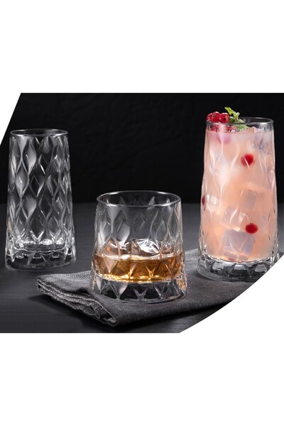 Paşabahçe زجاج ماء مورق - مجموعة زجاجات مياه غازية من سلسلة خاصة مكونة من 12 قطعة