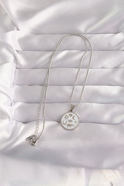 Skygo 316L Steel Silver Color White Enamel Mixed Figure Tarot Necklace - Tj-Bko9052
