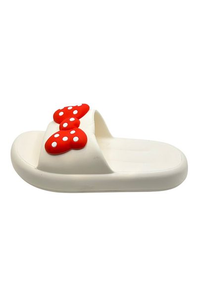 TECOS Women's Slippers, ®, Size 38-39, White With 3D Bow Print, Very Light, 24.5 Centimeters