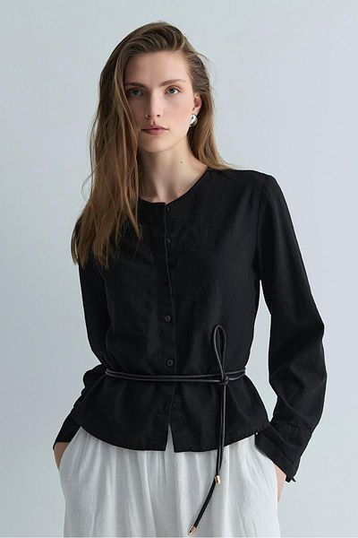 Suud Collection Black Lior Leather Rope Belt