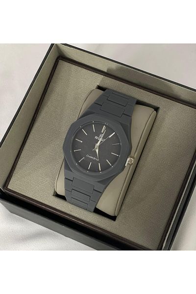 Rivoly Luxury Men's Quartz Watch with 40mm Grey Fiber Strap