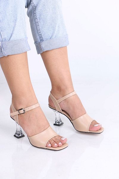 sefayol Дамски обувки на ток Jewell Nude Matte Leather Proзрачни
