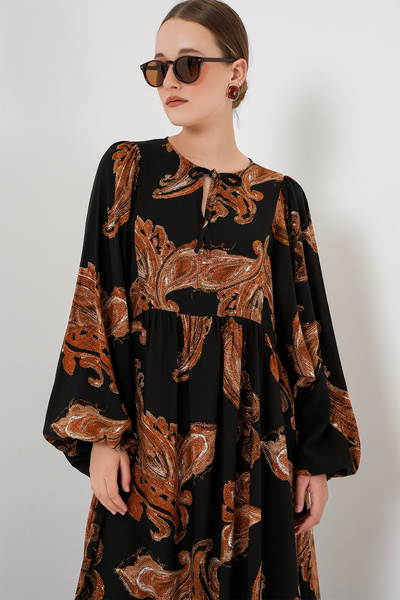 Bigdart Dámské hidžábové šaty s balonovým rukávem 2464 - M. Taba