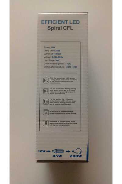 KRT 12w Enerji Tasarruflu E27 Duylu Spiral Şekilli Led Mısır Ampul - Sıcak Beyaz (GÜN IŞIĞI)