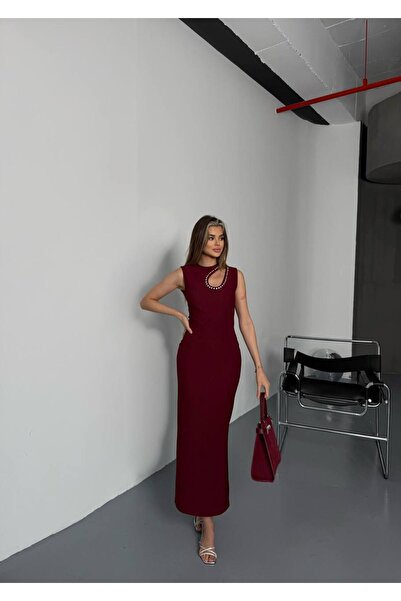 hiraz fashion Women's Ottoman Fabric Stone Dress