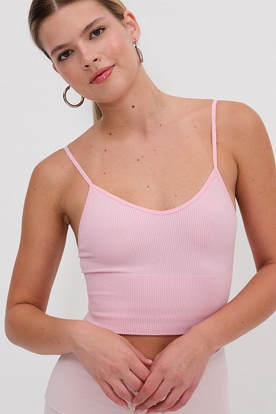 Addax Λεπτό λουρί V-Neck Seamless Crop Bustier A0130-K10