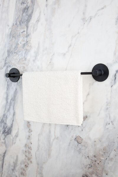 MultiStore Siyah Yuvarlak Yapışkanlı Uzun Havluluk Halka Havluluk WC Açık Tuv...