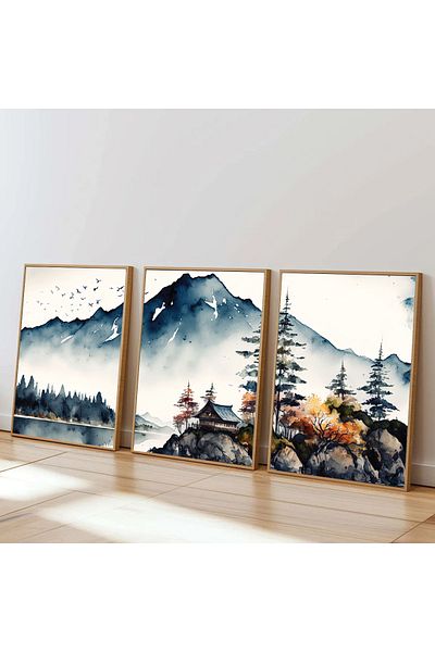 Dekorsiahome 3 Pcs Wood Framed Living Room Salon Kitchen Table Set Set3048