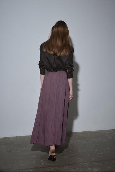 Suud Collection Mürdüm Rose Piliseli Etek