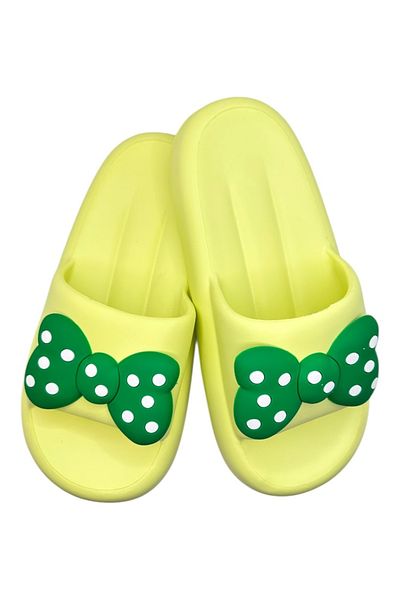 TECOS Women's Slippers, ®, Size 40-41, Green With 3D Bow Print, Very Light, 25.5 Centimeters