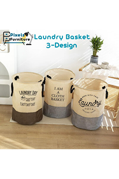 PixelsFurniture Pixel Furniture Multi-Purpose Foldable Fabric Laundry Basket 2-Piece Set