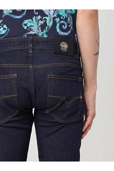Versace Men's Slim Fit Skinny Leg Straight Denim Navy Blue Trousers 78Gab5D0Cdwa7-904