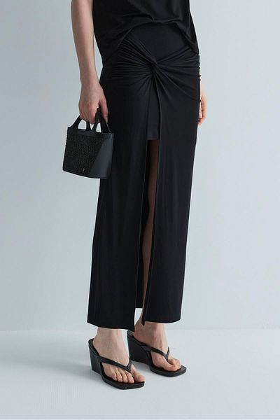 Suud Collection Black Agni Knotted Skirt