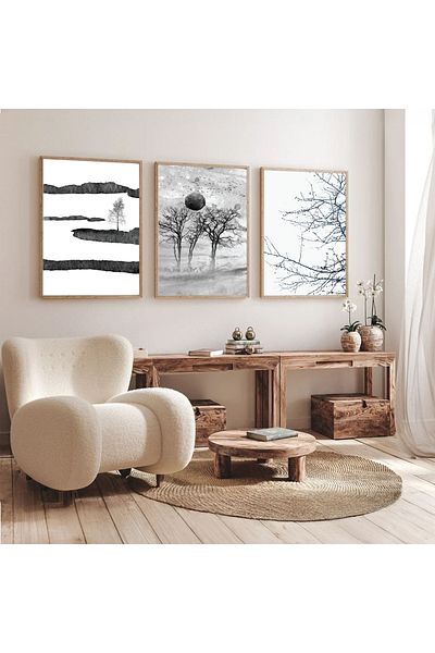 Dekorsiahome 3 Pcs Wood Frame Living Room Hall Kitchen Table Set Set3049