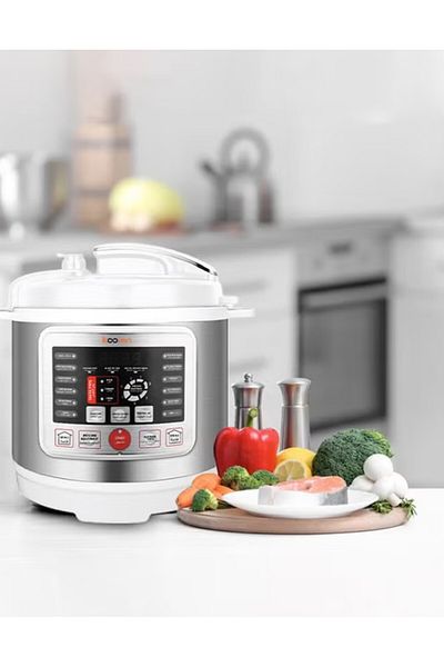 Koolen Colin Electric Pressure Cooker 1500 Watts 8 Liters 15 Functions LCD Display Silver * White 816106001