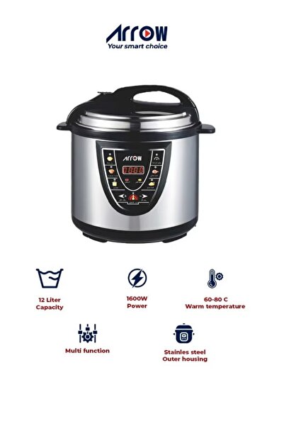 ARROW قدر ضغط 1600 واط 12 لتر فضي RO-12SEC