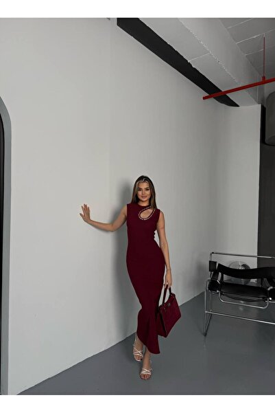 hiraz fashion Women's Ottoman Fabric Stone Dress