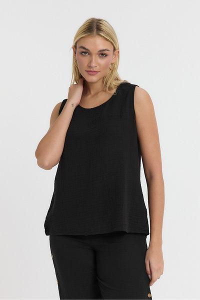 Heaven Ephesus بلوزة نسائية بأشرطة - بلوزة موسلين Sıfirkol بأزرار خلفية - 1110