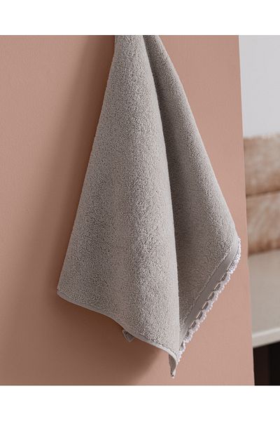 Madame Coco Bastienne Crochet 100% Cotton Face Towel - Gray/White - 50X70 cm